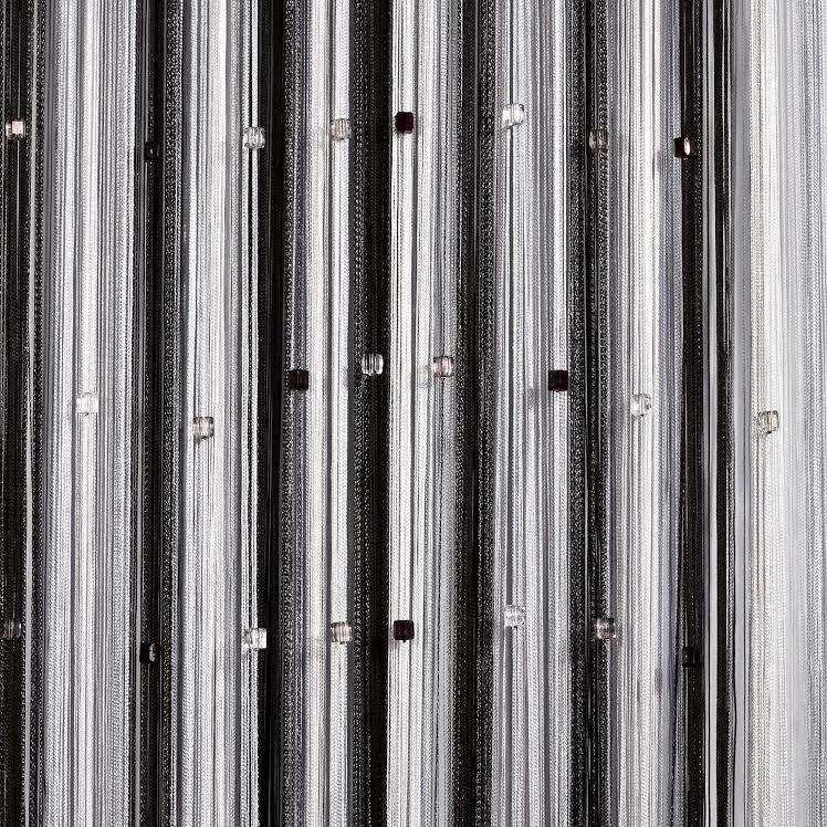 Кисея шторы с камнями радуга 300x280 см Черно-бело-серый (NK-203)