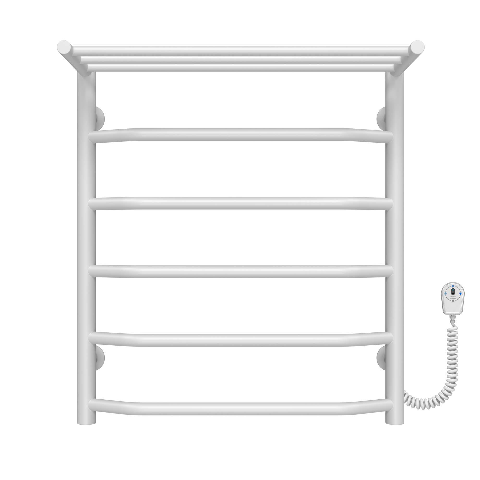 Полотенцесушитель электрический с полкой Deffi Трапеция П6 EF16 правое подключение нержавеющая сталь 500х600 мм Белый (C.TP.60.50.6.E.W.R.5)