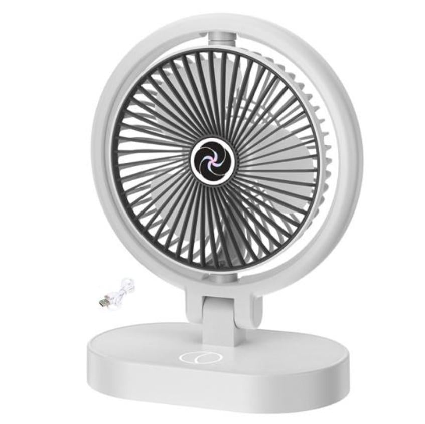 Вентилятор аккумуляторный с LED-светом и 3 режимами обдува Белый (WL-1564 Б)