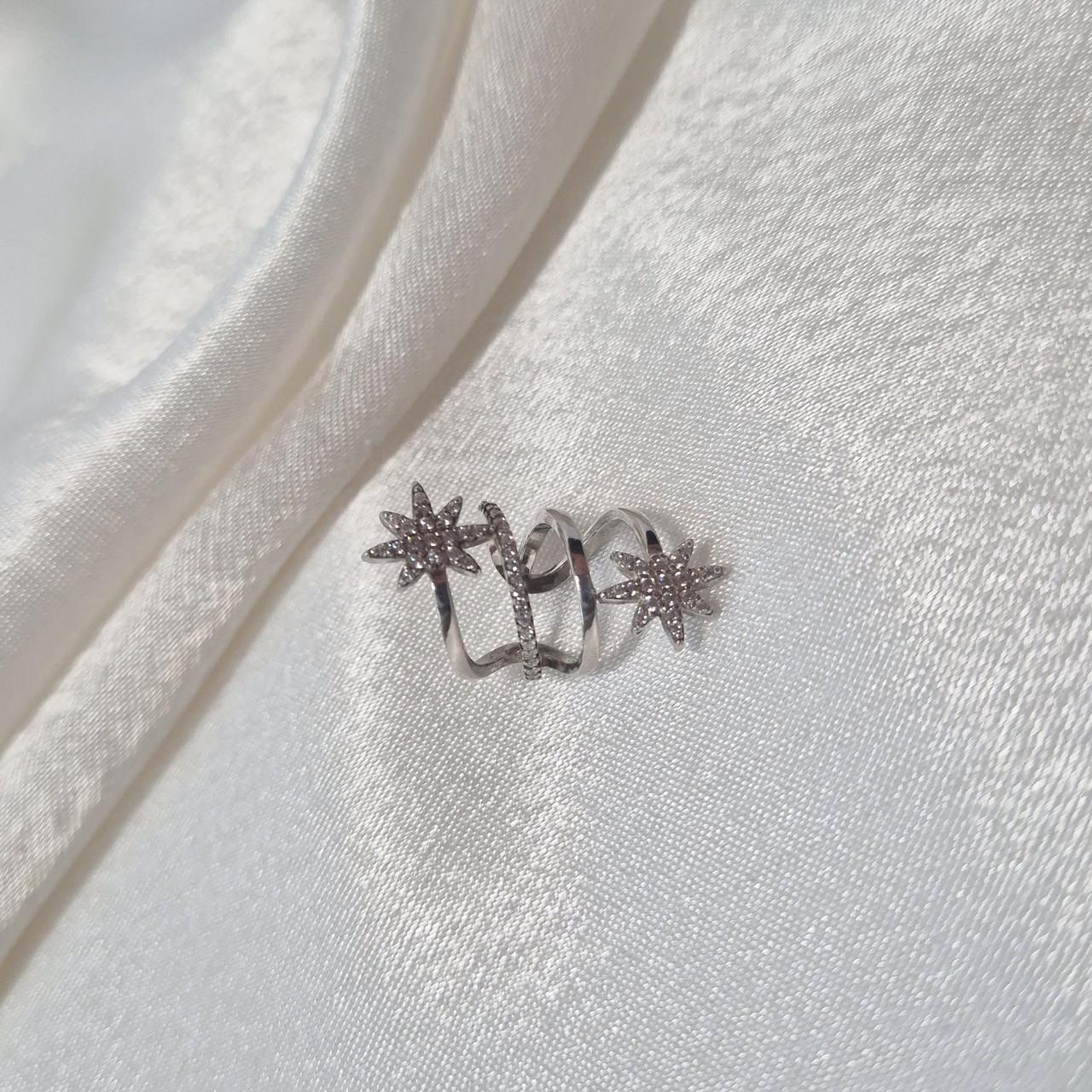 Сережка обманка на хрящик зірки в каменях срібло 925 проби родоване 1,60 г (2419r) - фото 7 Сережка обманка на хрящик зірки в каменях срібло 925 проби родоване 1,60 г (2419r) - фото 7