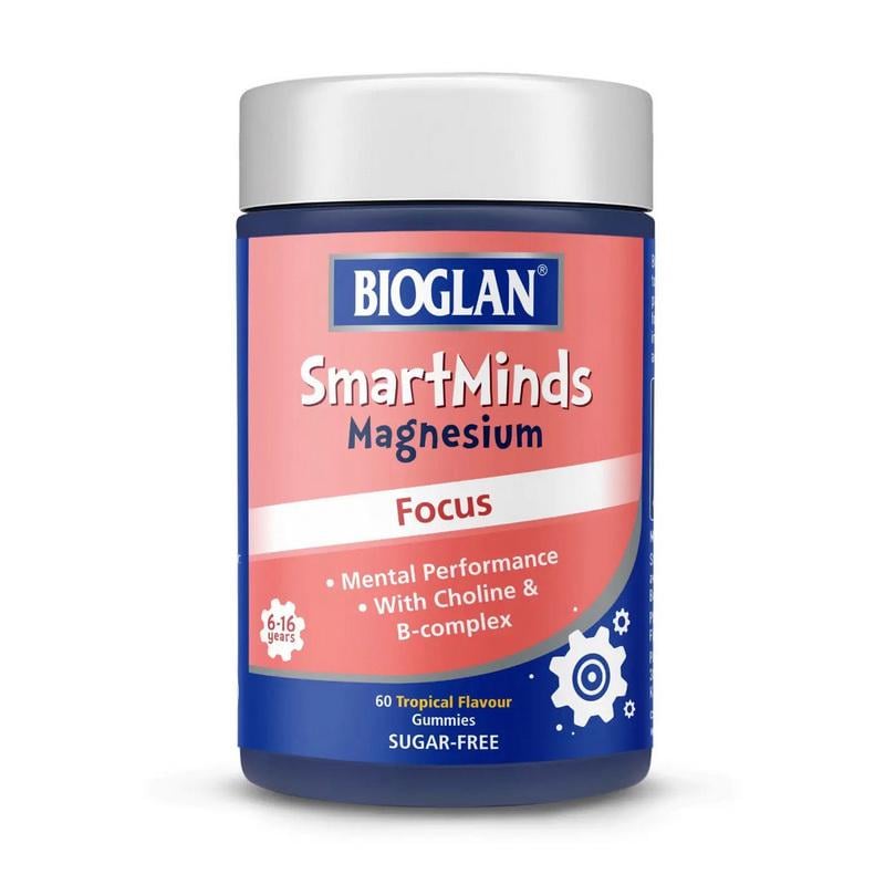 Магний цитрат из B12 Bioglan SmartMinds Magnesium Focus 60 жев. конфет Тропические фрукты