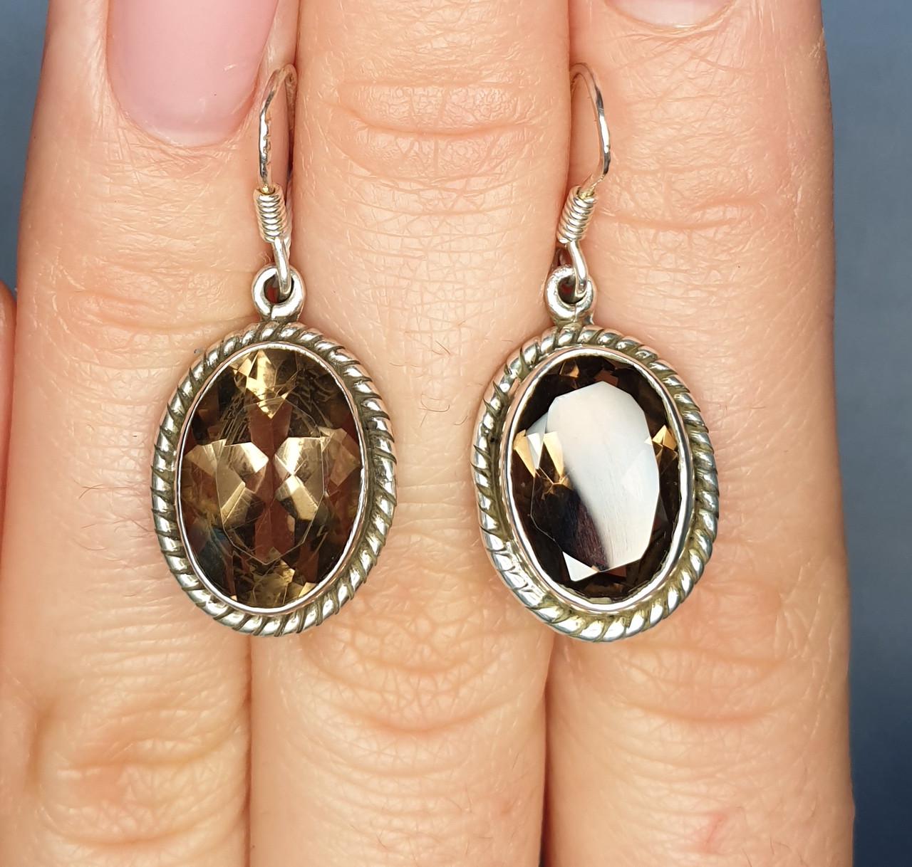 Сережки срібні з раухтопазом 7,83 г (1363142331)