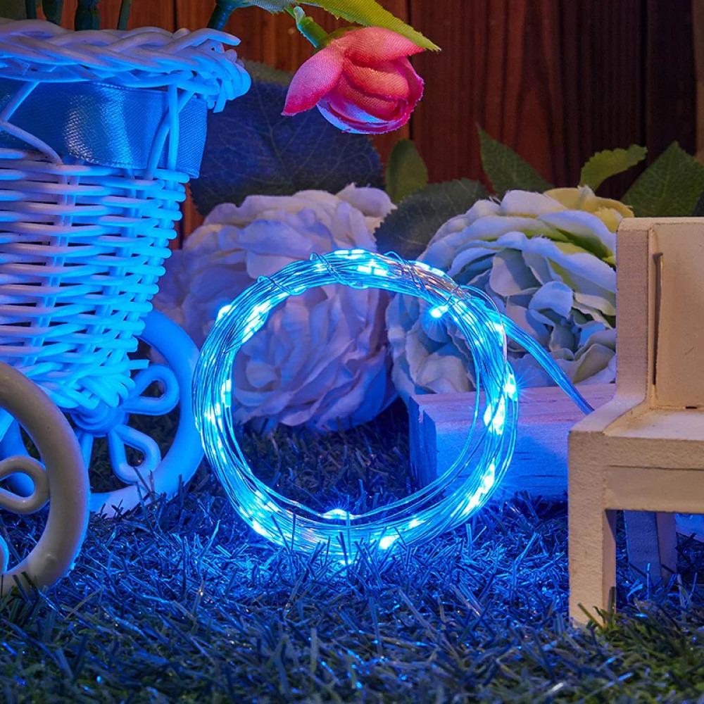 Гірлянда світлодіодна нитка Роса Люкс з пультом від USB та мережі 220V 100 LED 8 режимів IP65 10 м Синій - фото 4 Гірлянда світлодіодна нитка Роса Люкс з пультом від USB та мережі 220V 100 LED 8 режимів IP65 10 м Синій - фото 4