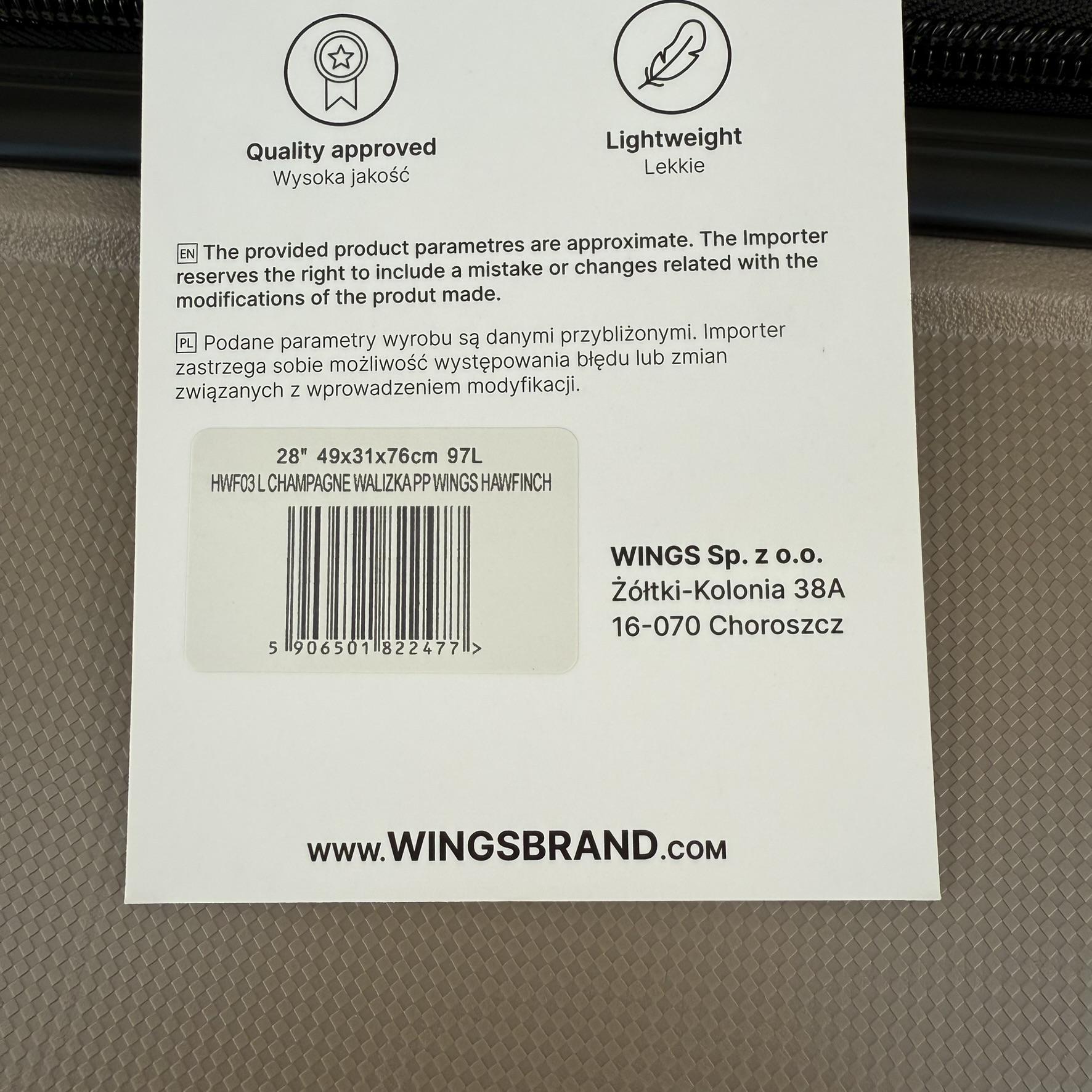 Чемодан дорожный из полипропилена Wings HWF03 L Шампань (30631215) - фото 8 Чемодан дорожный из полипропилена Wings HWF03 L Шампань (30631215) - фото 8