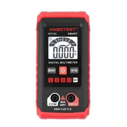 Цифровой мультиметр Habotest HT123 Smart автоматический с детектором NCV и фонариком Красно-черный