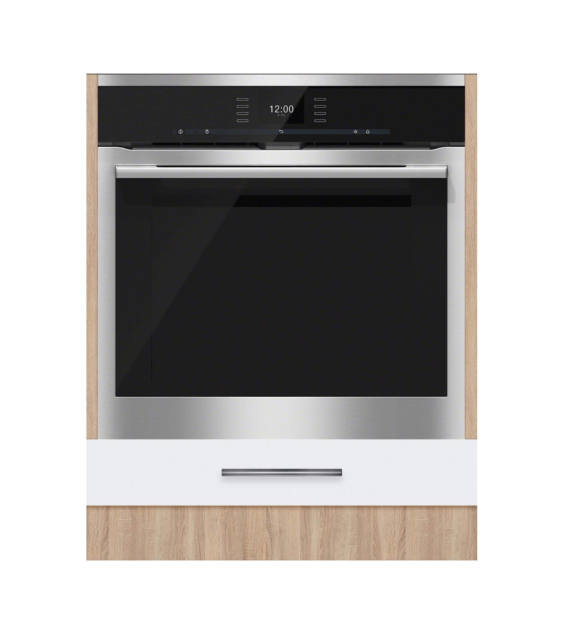 Тумба під духовку МАКСІ-МЕблі з ящиком без стільниці 600 Дуб сонома/Білий гладкий (70141)