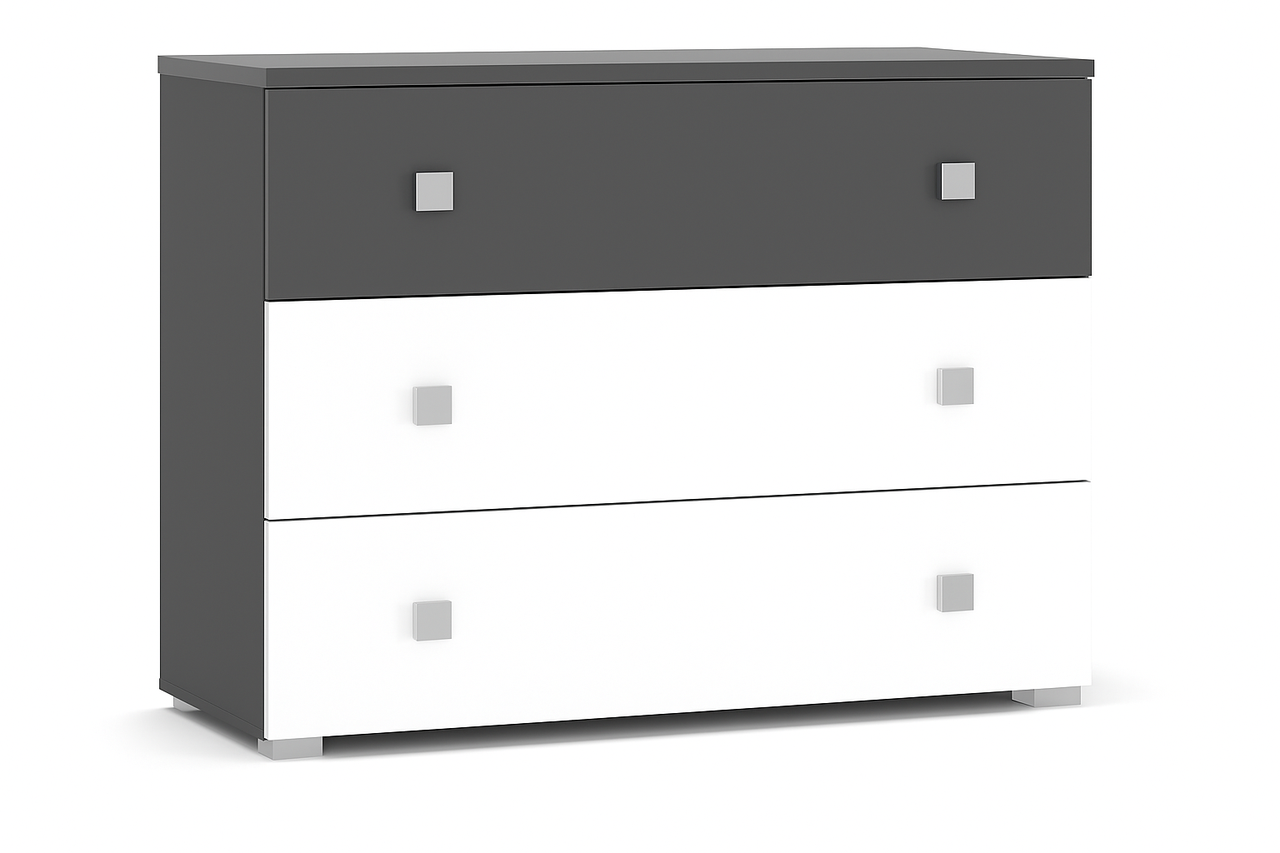 Комод 3Ш Лондон Mebel Service 109х46, 8х80, 4 см Графит/Белый