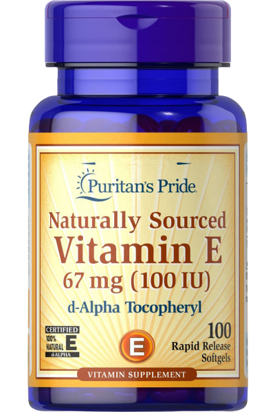 Вітамін Е Puritans Pride Vitamin E Naturally Sourced 100 МО 67 мг 100 софтгель