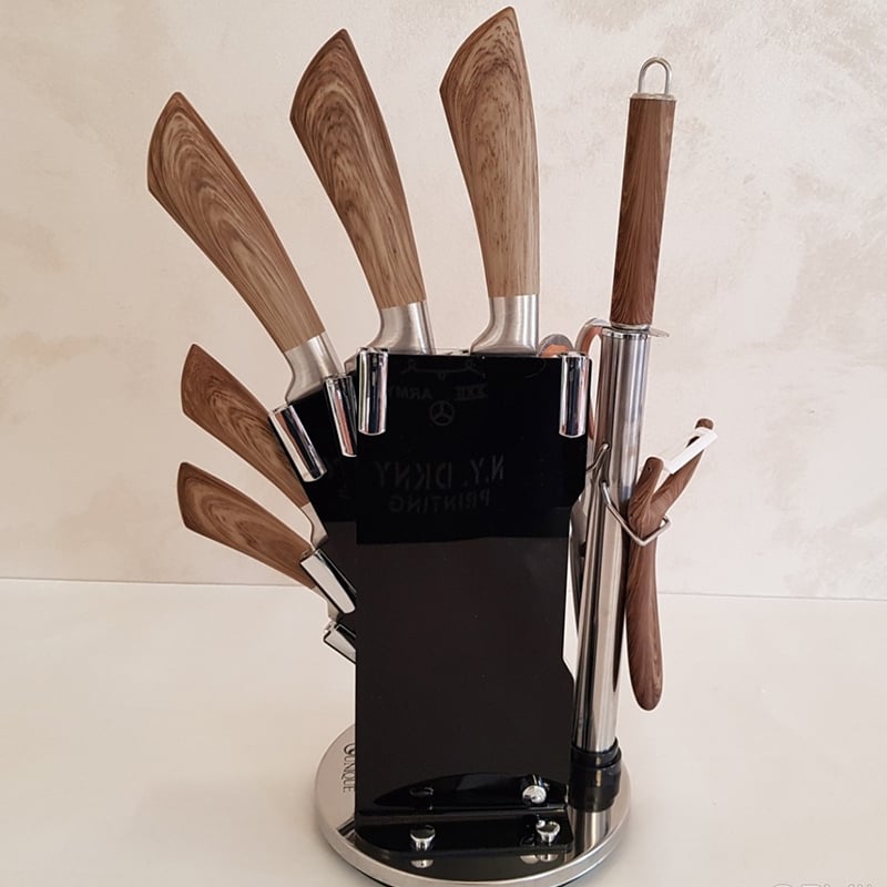 Набір ножів кухонних Unique UN-1833 wood нержавіюча сталь з підставкою 9 пр. (23793743) - фото 8 Набір ножів кухонних Unique UN-1833 wood нержавіюча сталь з підставкою 9 пр. (23793743) - фото 8