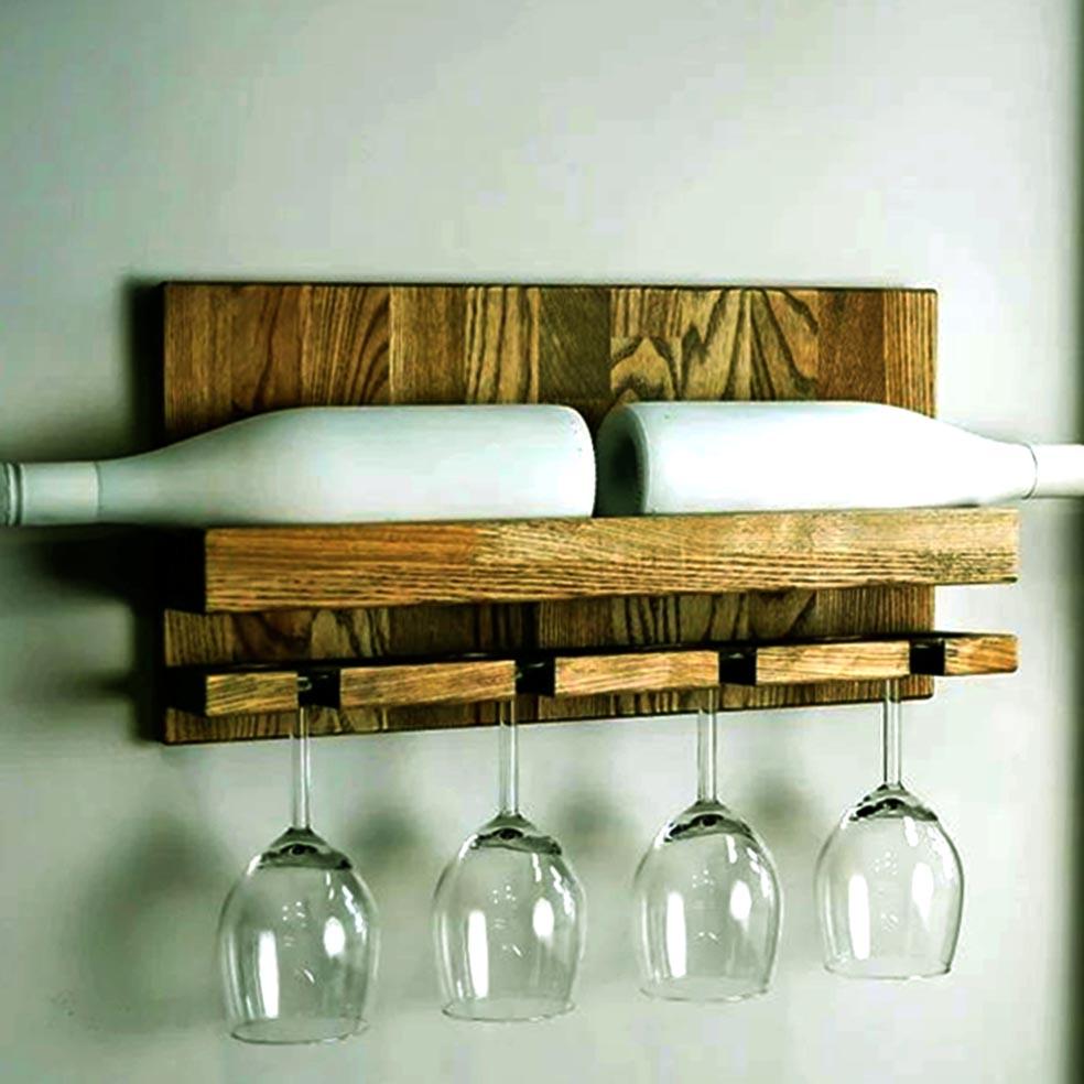 Полка для вина настенная из дерева Ребун Палисандр (ПНК-009402)