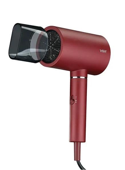 Фен профессиональный для волос VGR V-432 1800 Вт 2 режима работы холодный обдув Красный (22677876ед)
