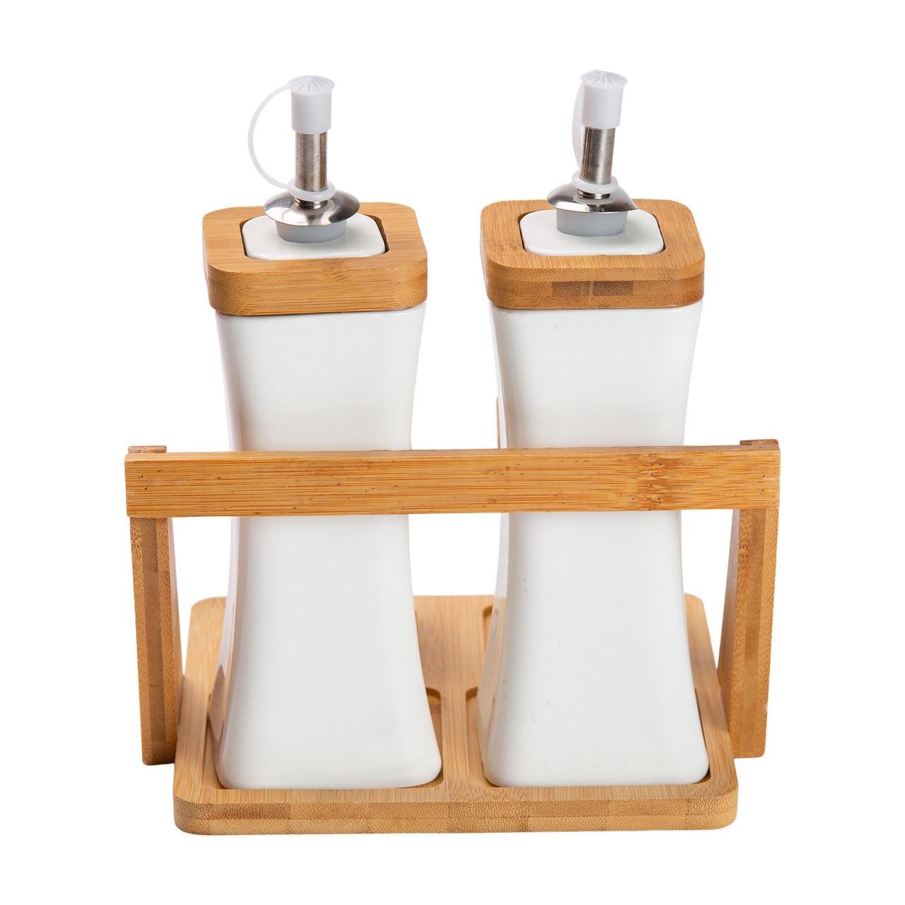 Набір для спецій порцелянаовий 4 предмети на бамбуковій підставці (HP-1221) - фото 4