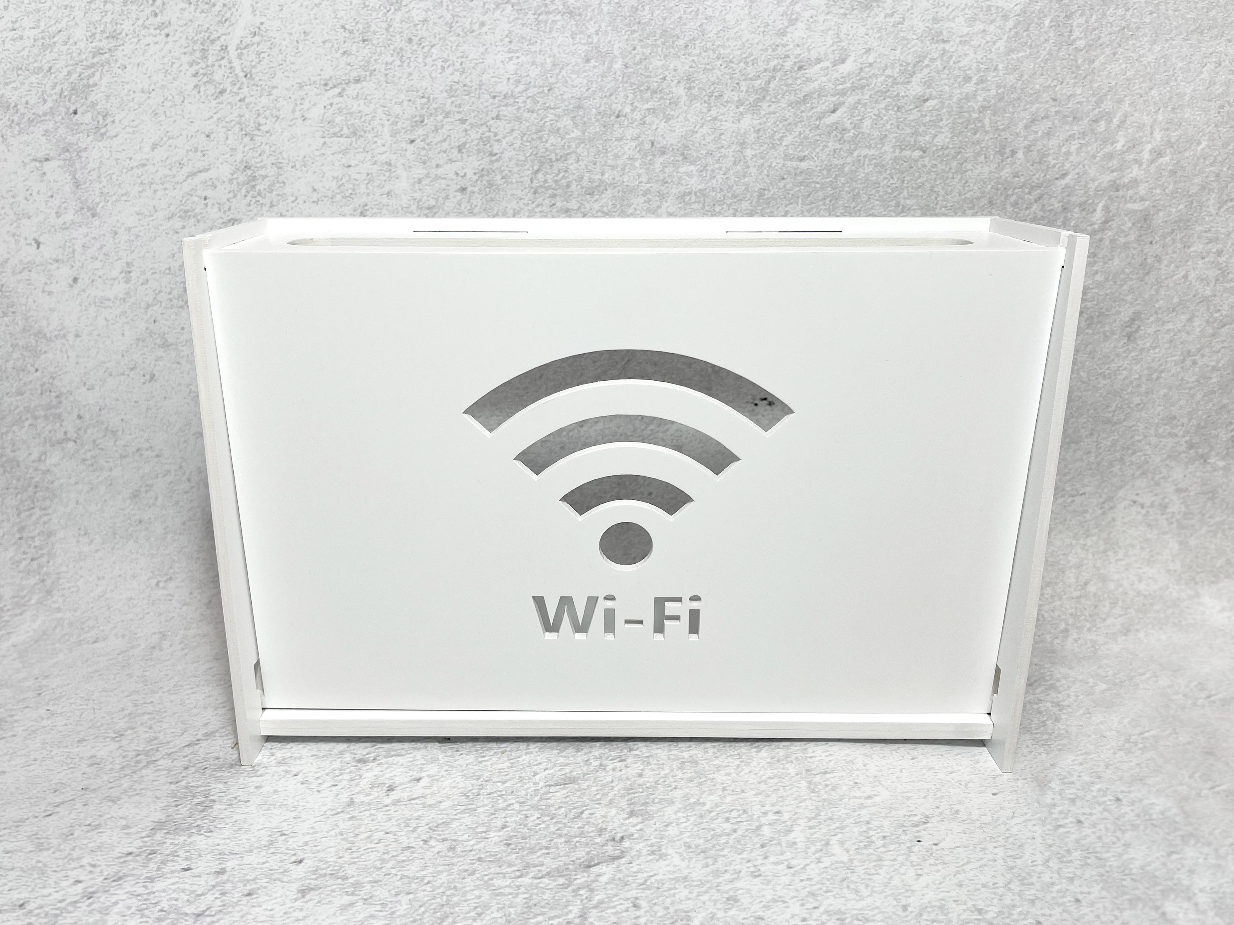 Коробка для роутера Wi-Fi деревянная на стену 30х20х8 см Белый (170)