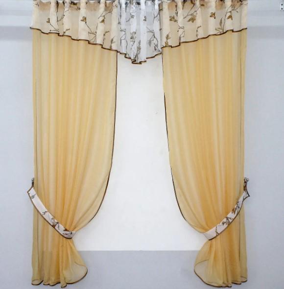 Шторки на кухню шифон/батист 290х170 см Золотистый (084к) Шторки на кухню шифон/батист 290х170 см Золотистый (084к)