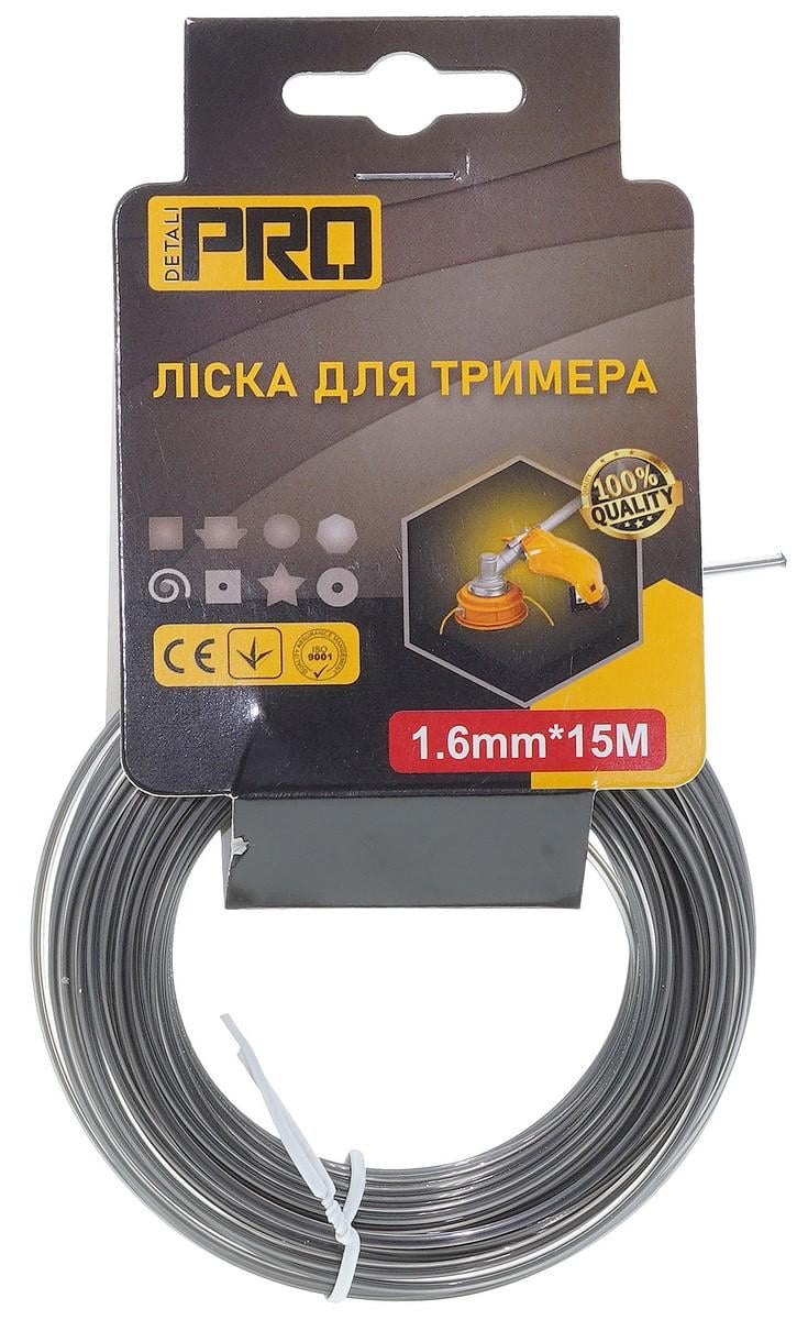 Леска косильная квадрат с кордом d 1,6 мм 15 м (les642)