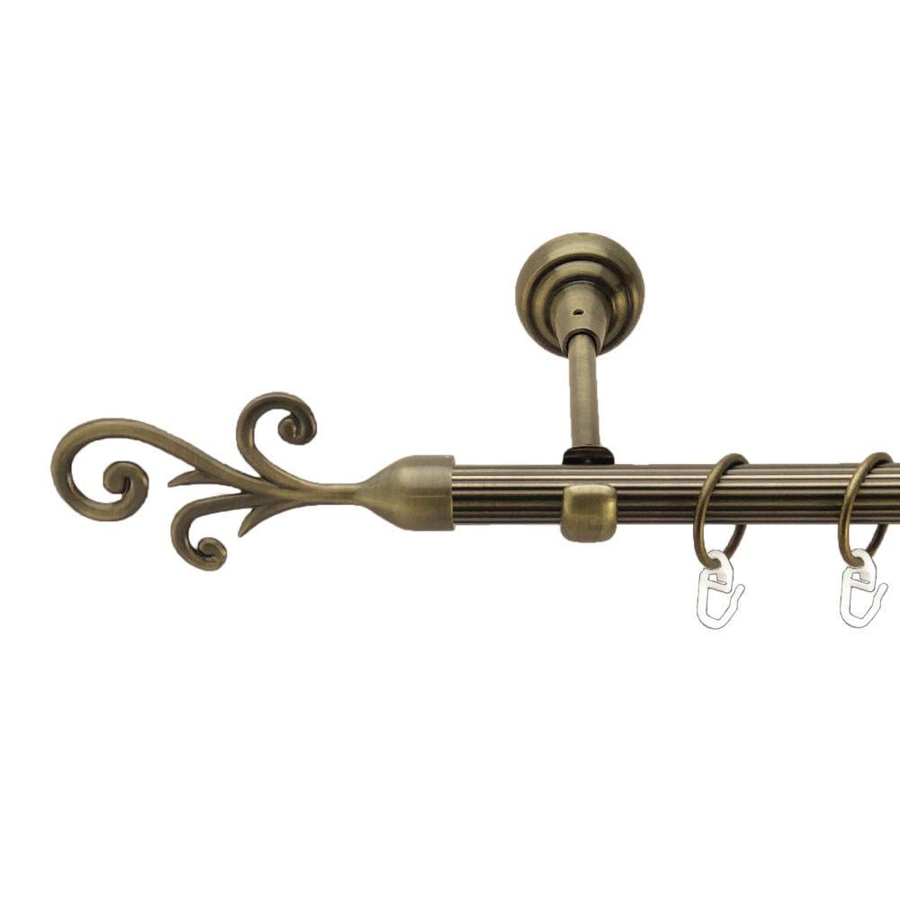 Карниз металлический Orvit Фала однорядная открытая/рифленая труба/кольцо металлическое Антик 19 мм 240 см (00-00017295)