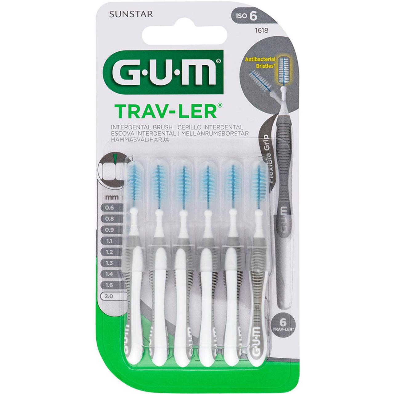 Межзубная щетка GUM TravLer 2,0 мм 6 шт.