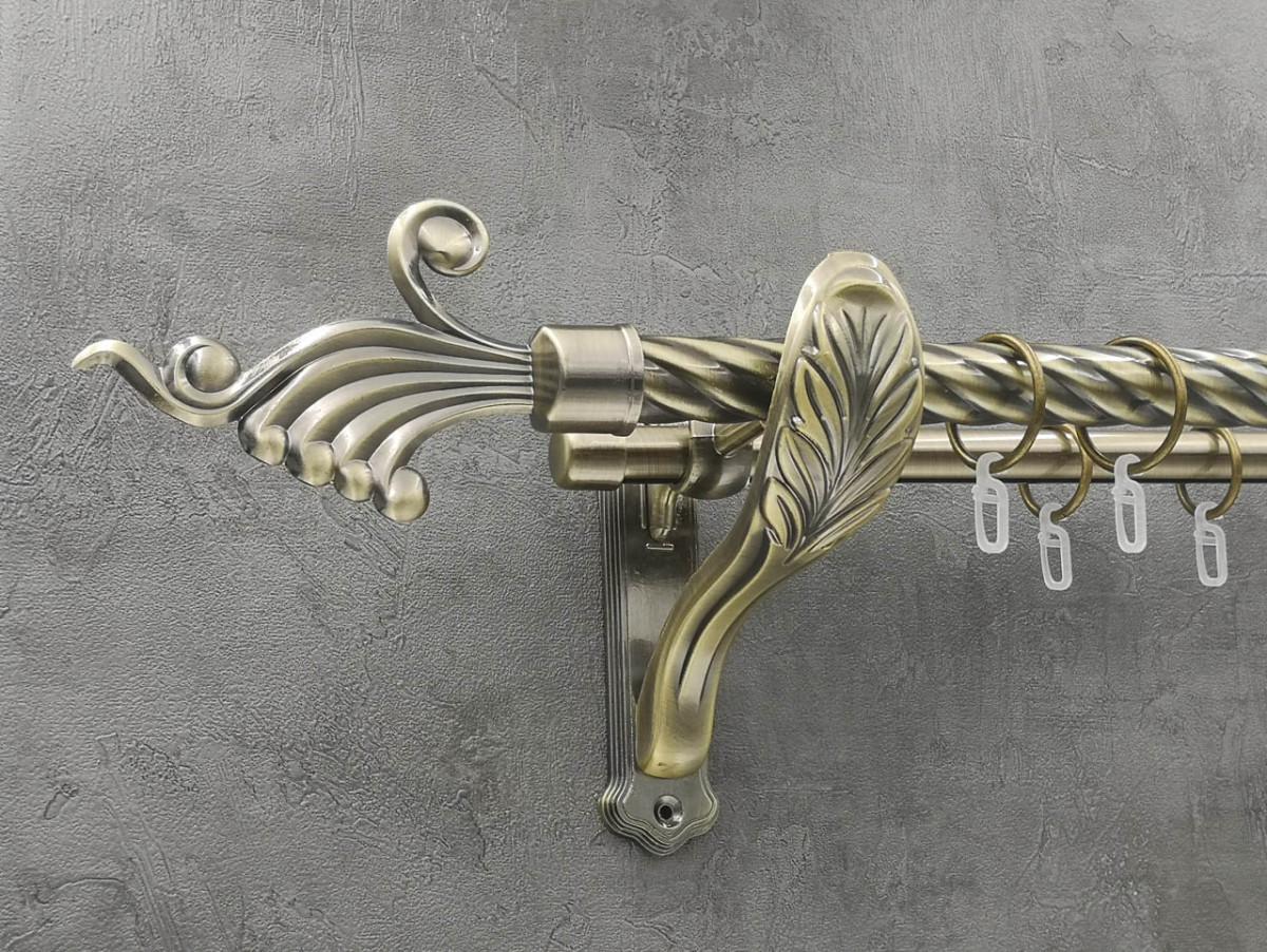 Карниз Quadrum Венус витая штанга двойной ретро 25/19 мм 320 см Антик (262048236)