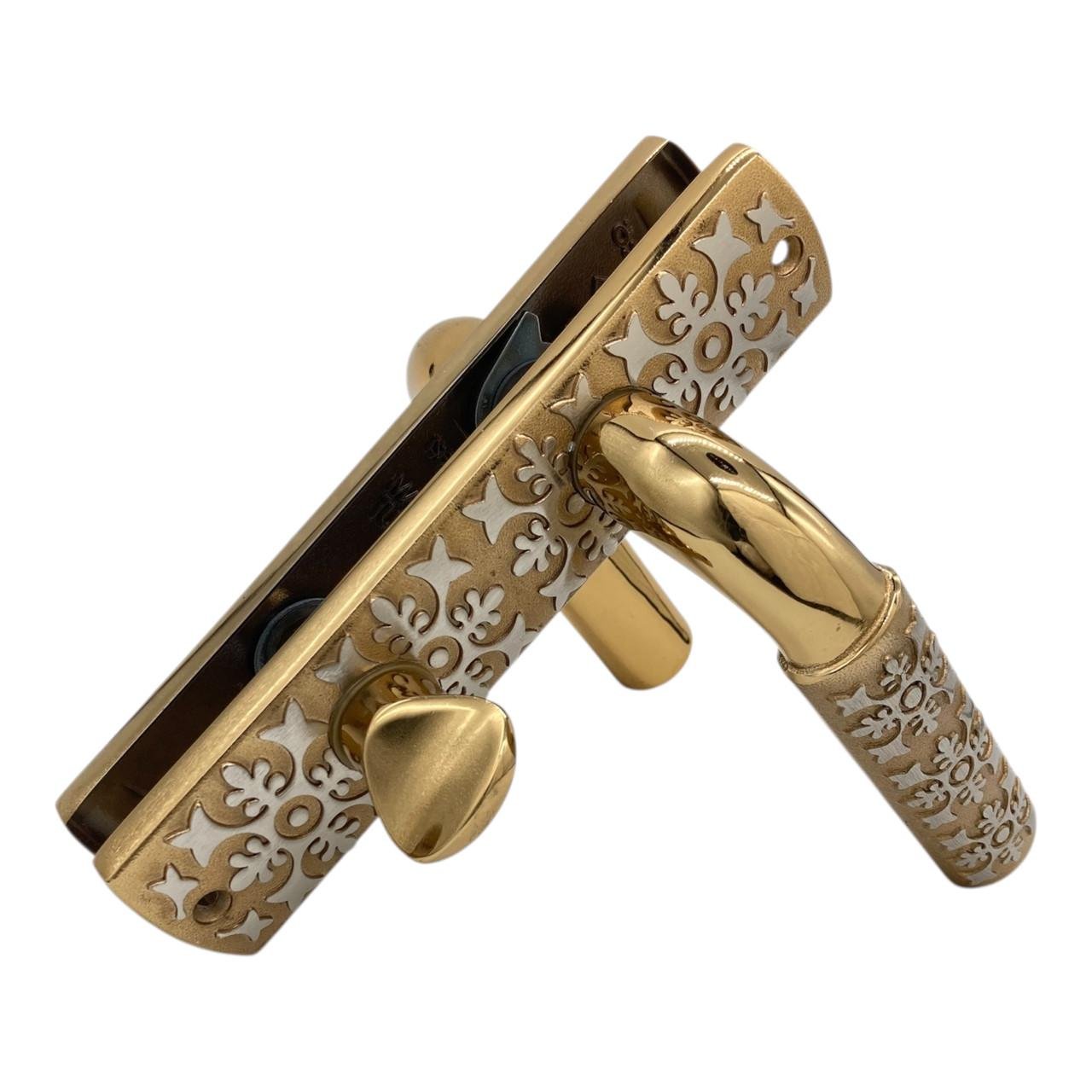 Ручка для межкомнатных дверей Ozen Istambul Lux WC под защелку 62 мм Albirfin/Saten (310019)