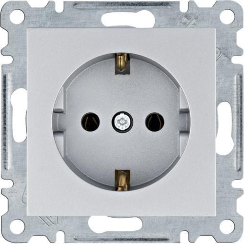 Розетка одинарная Hager с ж/к Lumina 16А/230V Серебряный (28685349)