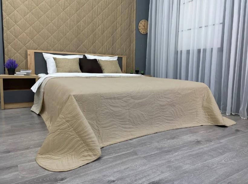 Покрывало декоративное двухстороннее Decorator Ultra Sonic Microfiber 220х240 см Бежевый (85-036) - фото 8 Покрывало декоративное двухстороннее Decorator Ultra Sonic Microfiber 220х240 см Бежевый (85-036) - фото 8