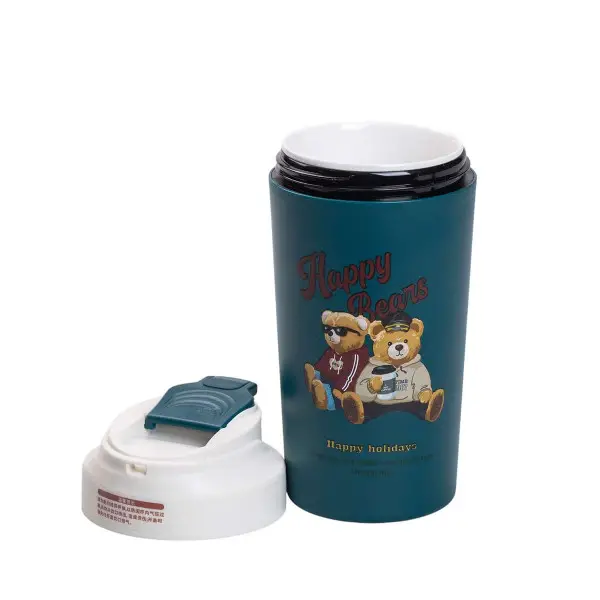 Термочашка Bears 480 мл з керамічною колбою та коспусом із нержавіючої сталі Синій (147-107-HP-14-15GR) - фото 4