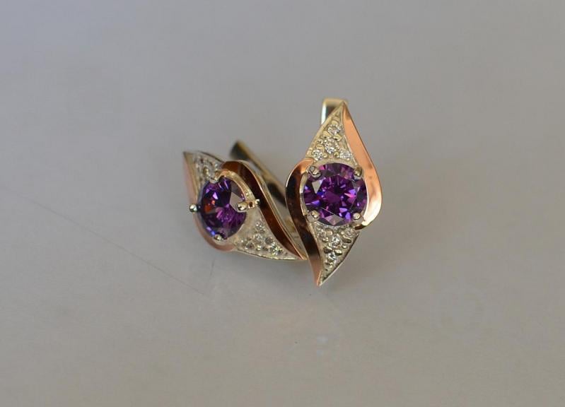 Срібна каблучка Sil з золотими вставками 145s-13 Фіолетовий (Sil-1025)