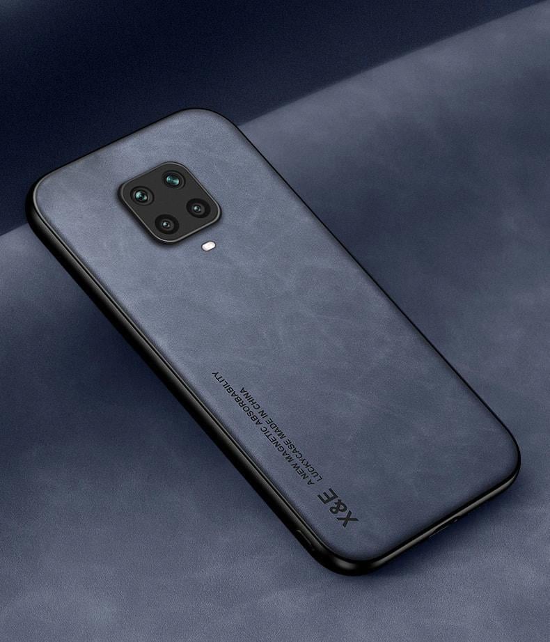 Кожаный чехол XnE Xiaomi Redmi Note 9 Pro с металлической вставкой Blue (34287-28)