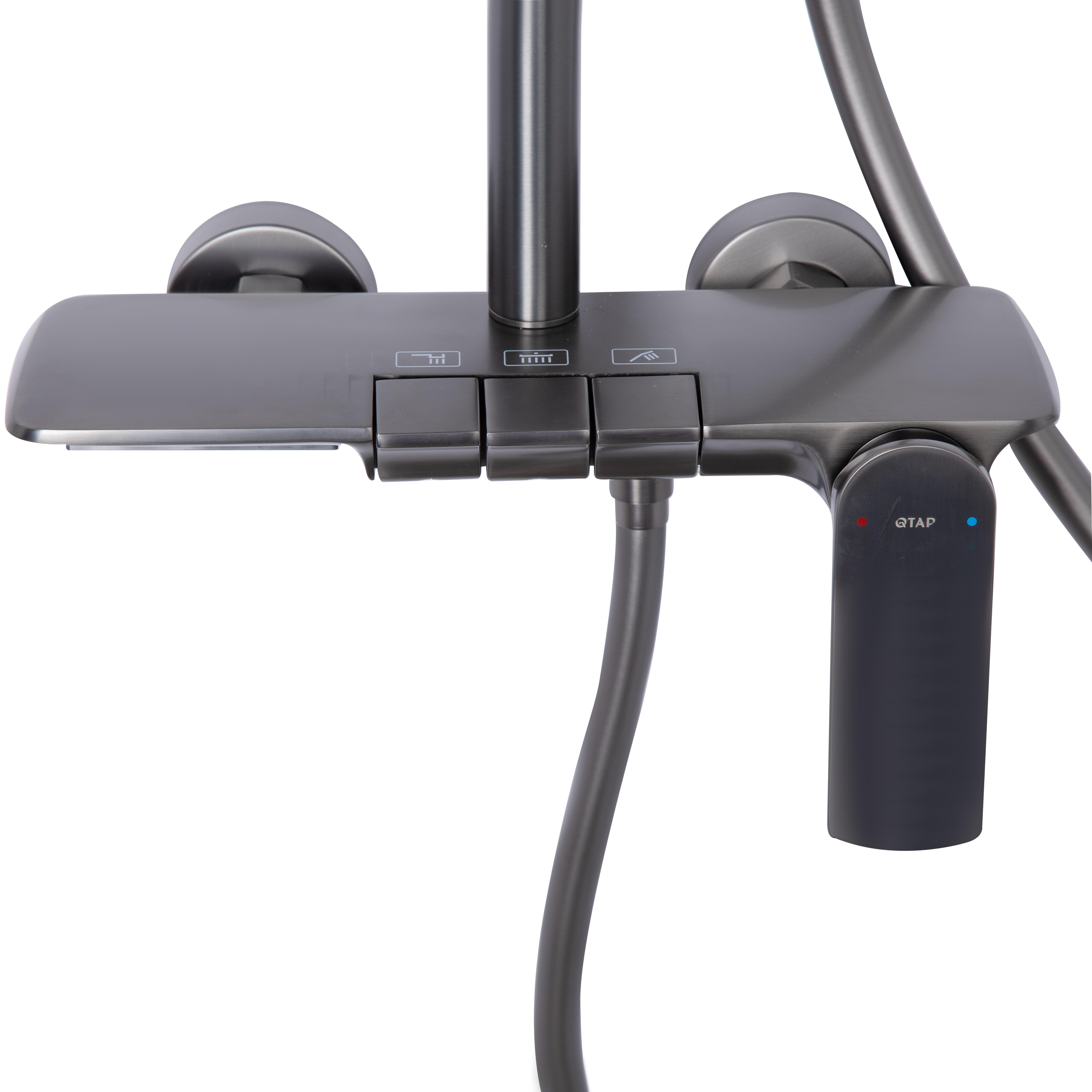 Душевая система Qtap Slavonice на три потребителя с изливом Gunmetal Black PVD (QTSLA111GMB45905)