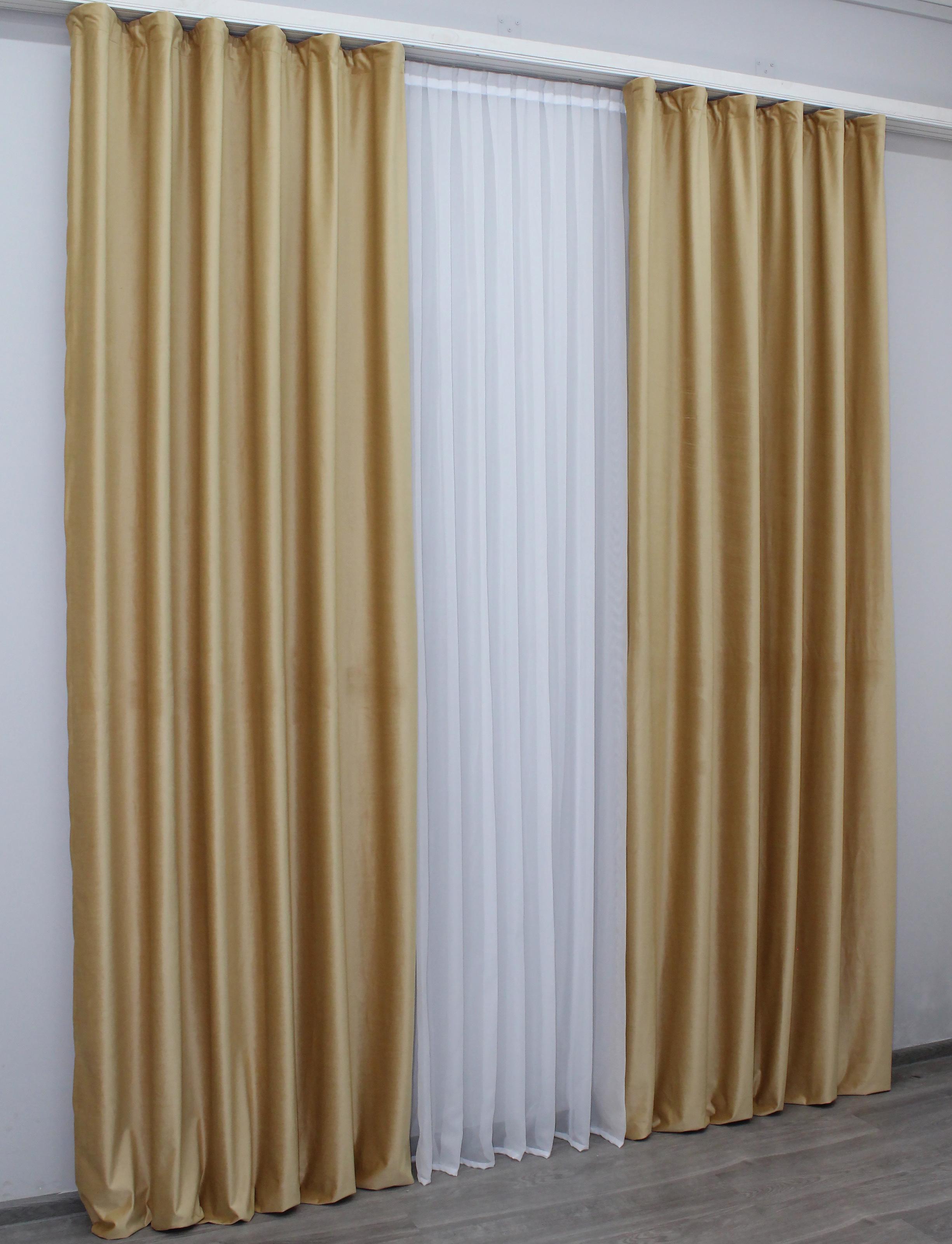 Комплект штор VR-Textil № 1038ш бархат 150х295 см 2 шт. Золотистый (30-851) - фото 4 Комплект штор VR-Textil № 1038ш бархат 150х295 см 2 шт. Золотистый (30-851) - фото 4