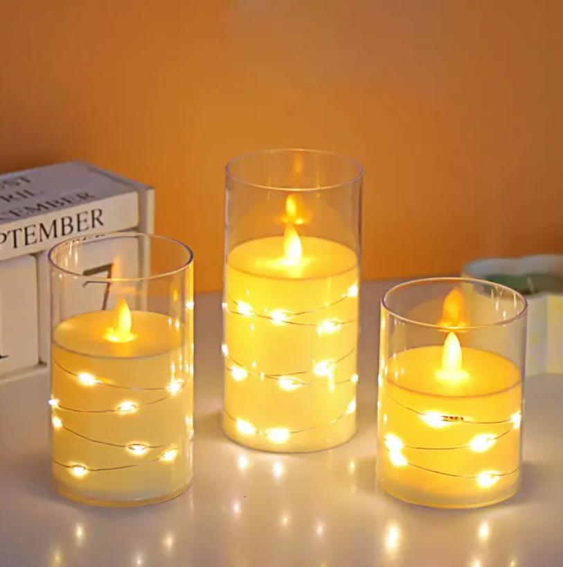 Набор 3 светодиодные электронные свечи LED 3 штуки в комплекте на батарейках с тёплым белым светом 2026 MA765 - фото 2 Набор 3 светодиодные электронные свечи LED 3 штуки в комплекте на батарейках с тёплым белым светом 2026 MA765 - фото 2