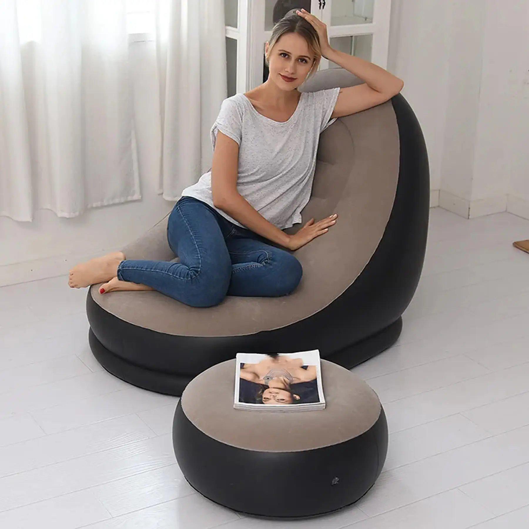 Надувний диван з пуфом та насосом Air Sofa 116х98х83 см (ND-5000) - фото 9