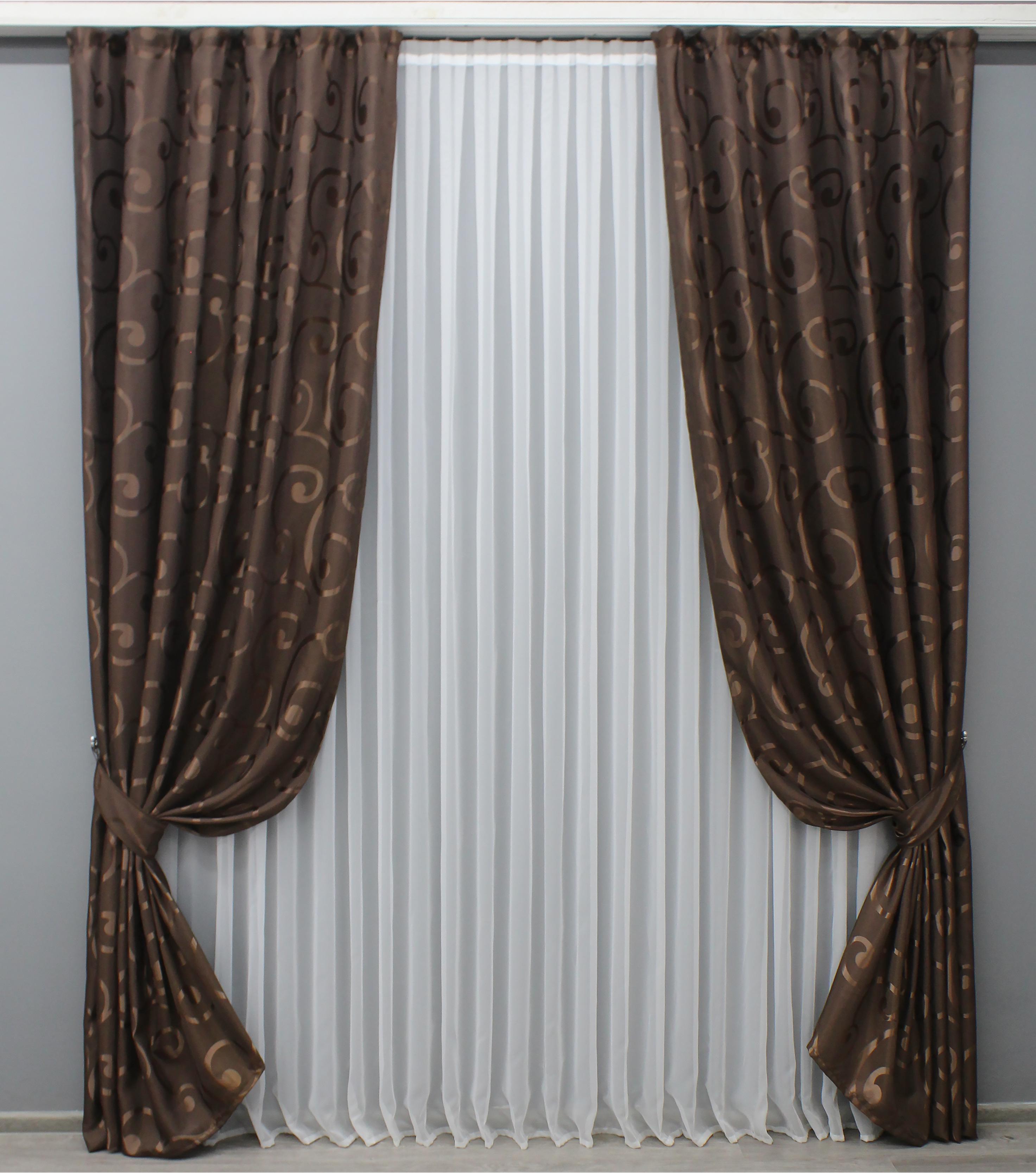 Комплект штор VR-Textil № 1530ш жаккард 100х270 см 2 шт. Венге (31-720)