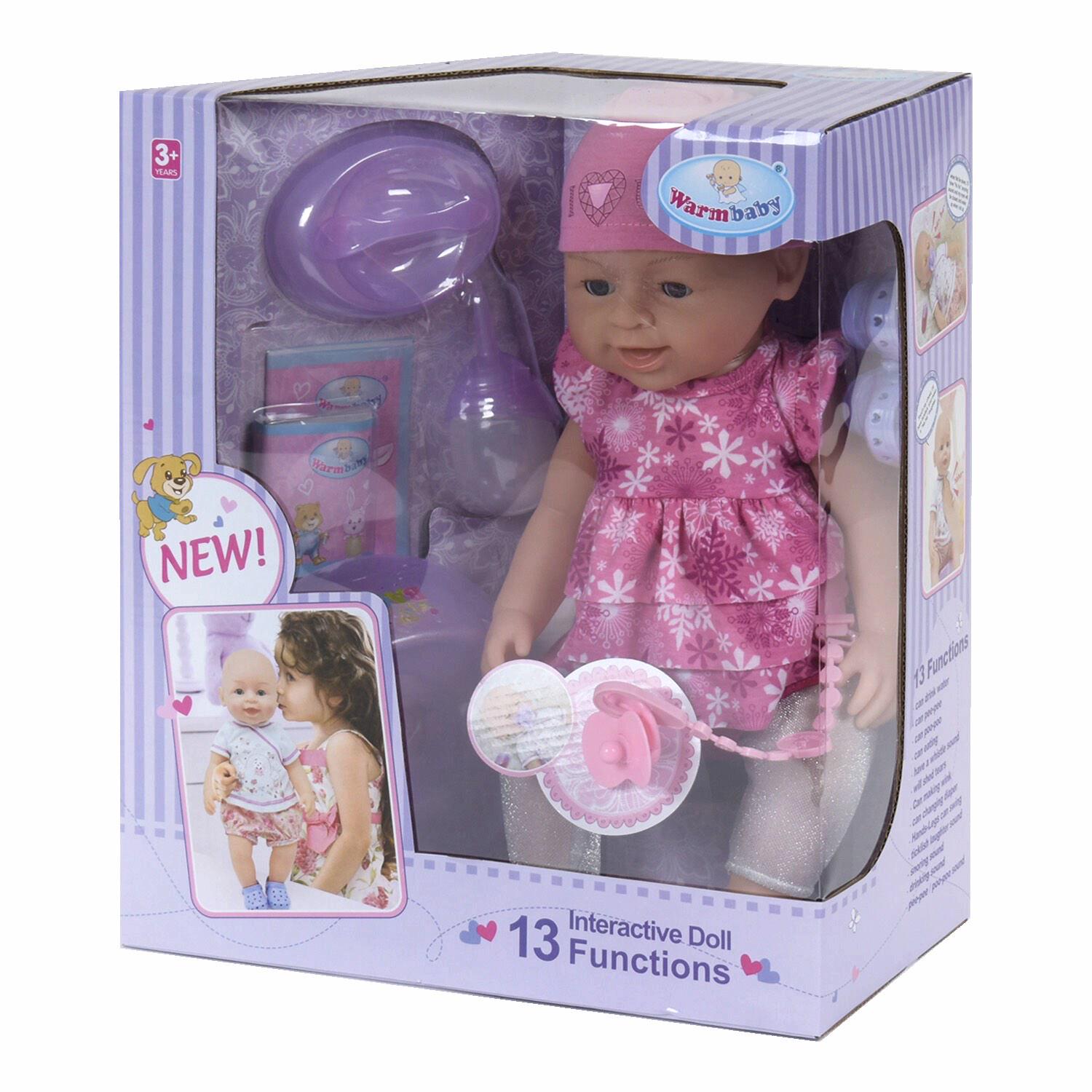Пупс Warm Baby на батарейках со звуками интерактивный 13 функций (34960)