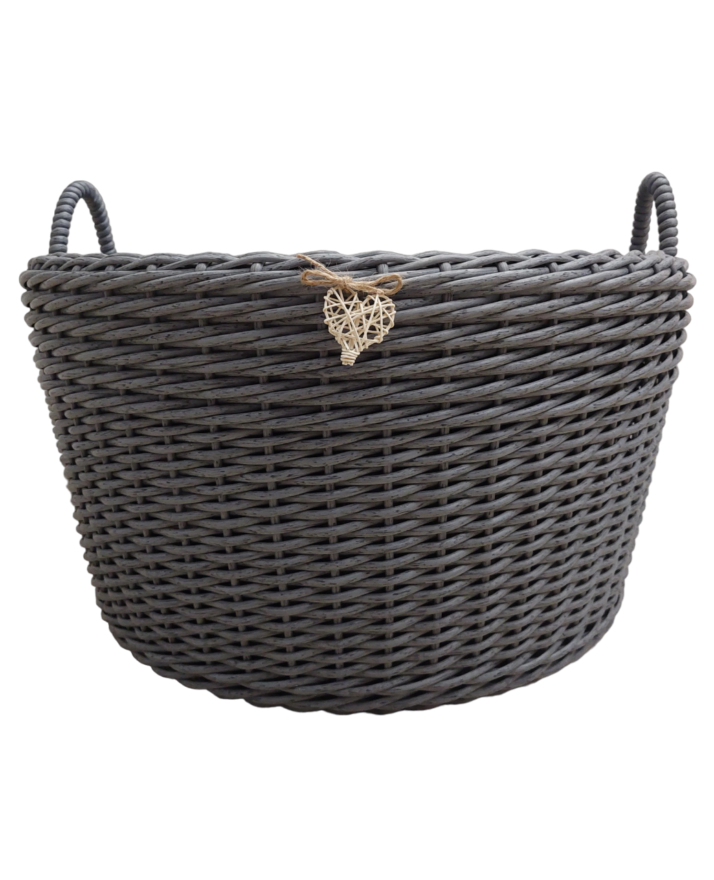 Корзина с ручками из искусственного ротанга ручной работы 90 л Темно-серый (33024) - фото 1