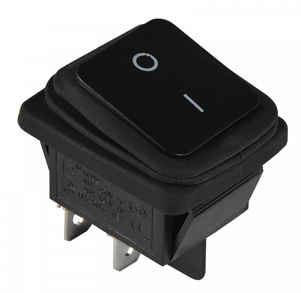 Переключатель АСКО-Укрем KCD2-201W B/B 1 клавиша 2NO без подсветки 28,5 мм IP54 Черный (A0140040113)