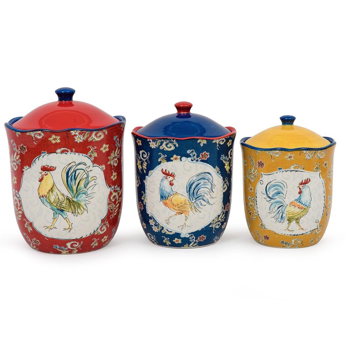 Набор емкостей для хранения Certified International Утро на хуторе керамических 3 шт. Разноцветный (28069)