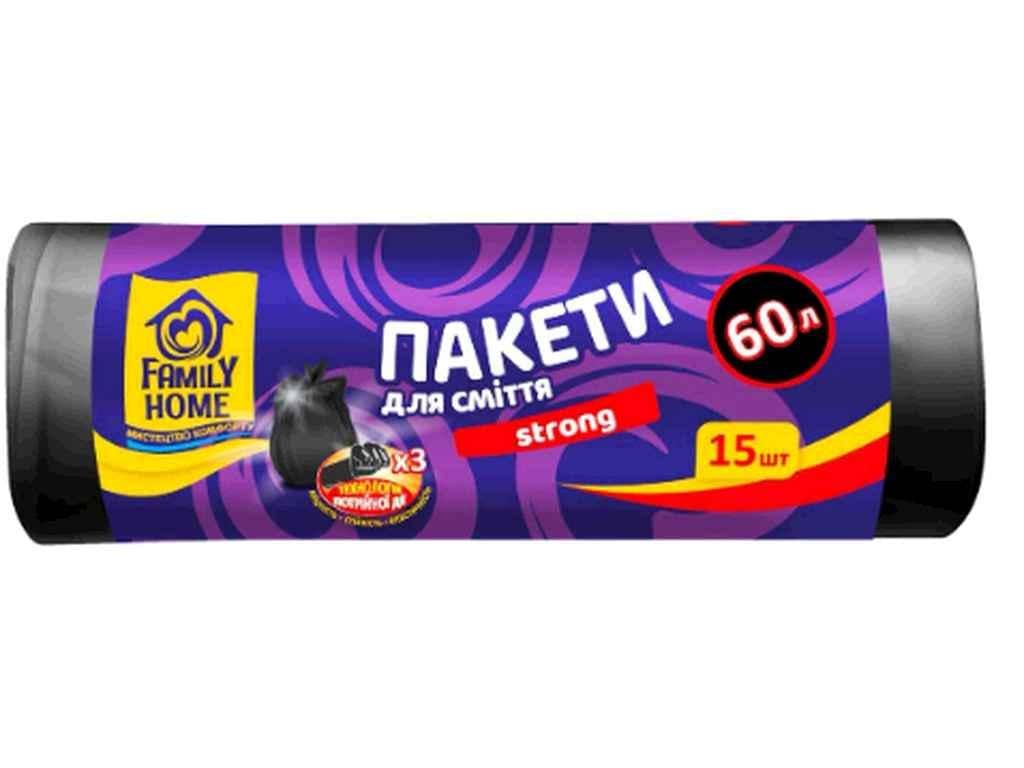 Пакети для смiття Family Home 60 л 15 шт. Чорний (881582)