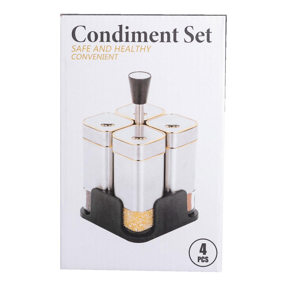 Набір ємностей для спецій 4 шт. на підставці 120 мл Хром (HP-1318) - фото 8 Набір ємностей для спецій 4 шт. на підставці 120 мл Хром (HP-1318) - фото 8