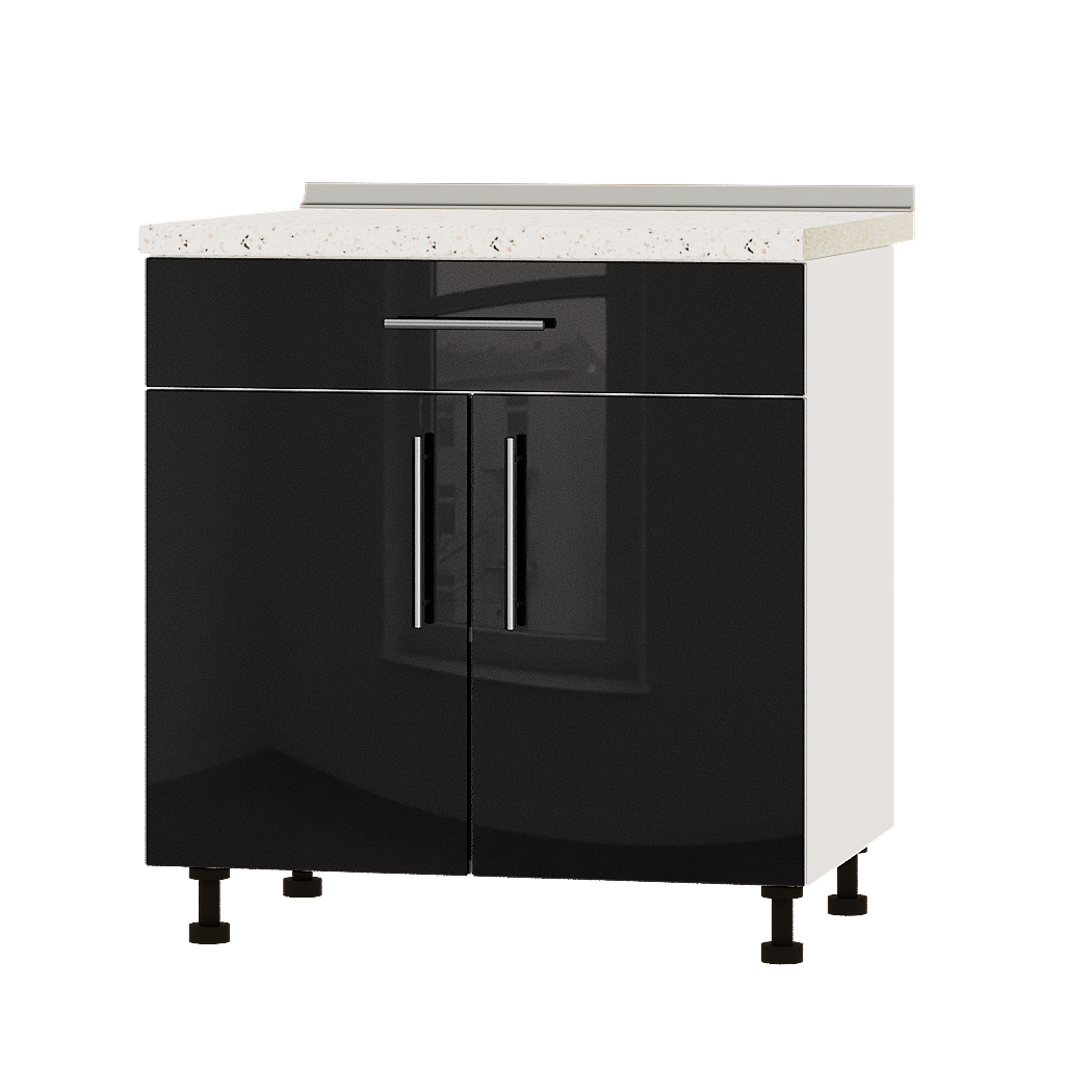 Шкаф нижний Эверест Акрил модуль Низ Н75-800 80х47х85 см Черный глянец/Белый (02125)