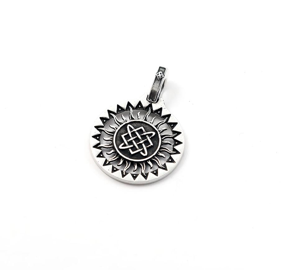 Кулон оберег Maxi Silver 7581 Звезда строя богородицы в солнечном кругу (87581)