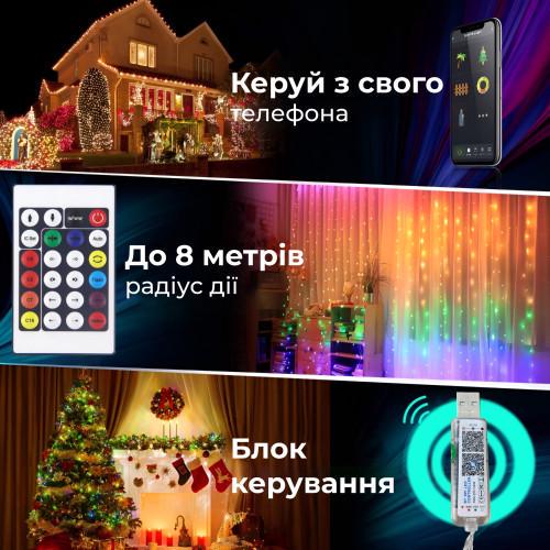 Smart-гірлянда 250 LED з керуванням зі смартфона 2,5 м Зелений/Різнокольоровий (25744267) - фото 6 Smart-гірлянда 250 LED з керуванням зі смартфона 2,5 м Зелений/Різнокольоровий (25744267) - фото 6