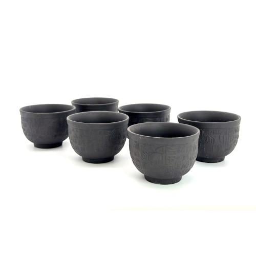 Набор пиал керамических с подарочной коробкой 160 мл 6 шт. Черный (OS-TC065-1)