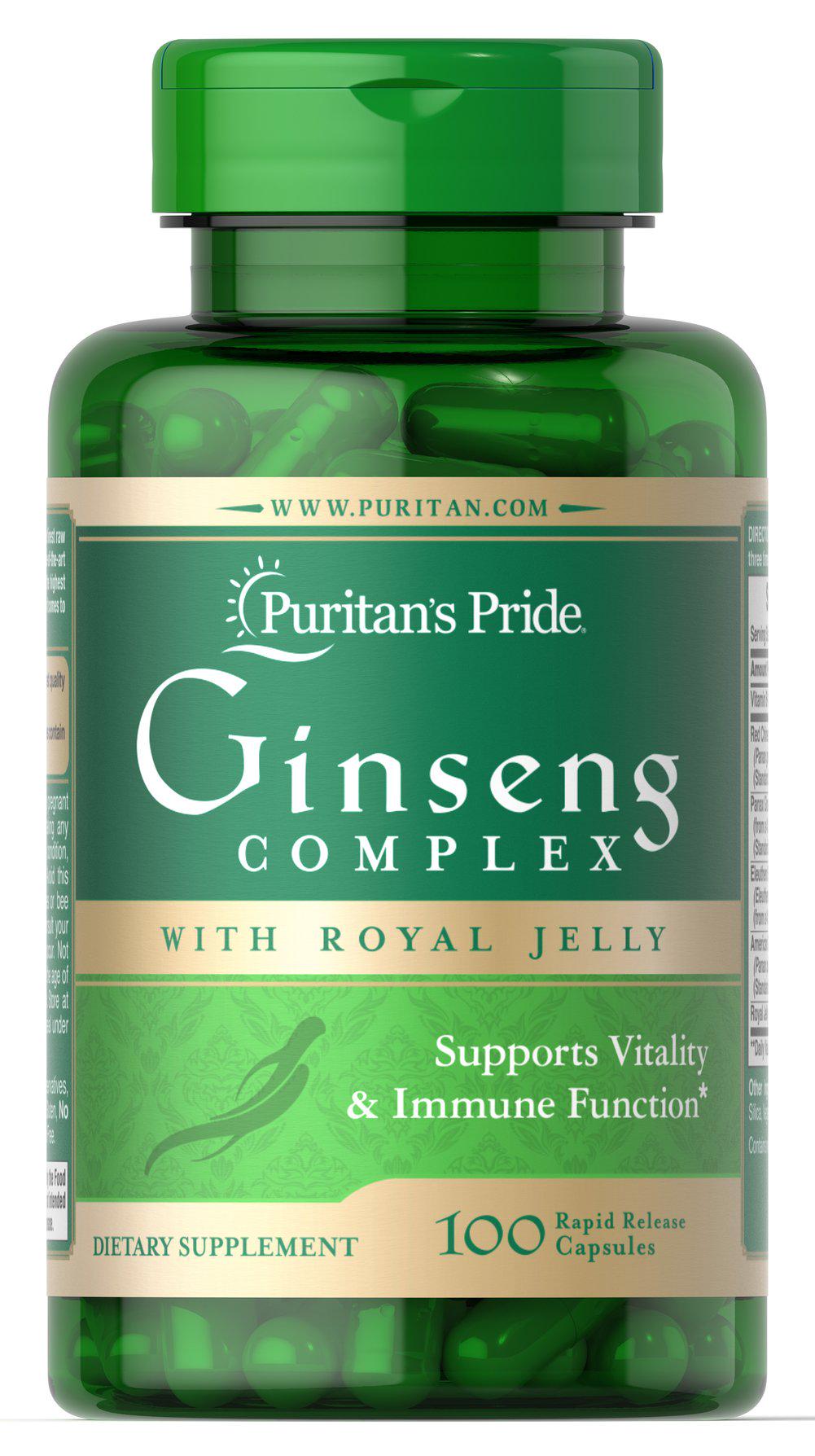 Комплекс для профилактики нервной системы Puritan's Pride Ginseng Complex with Royal Jelly 100 Caps