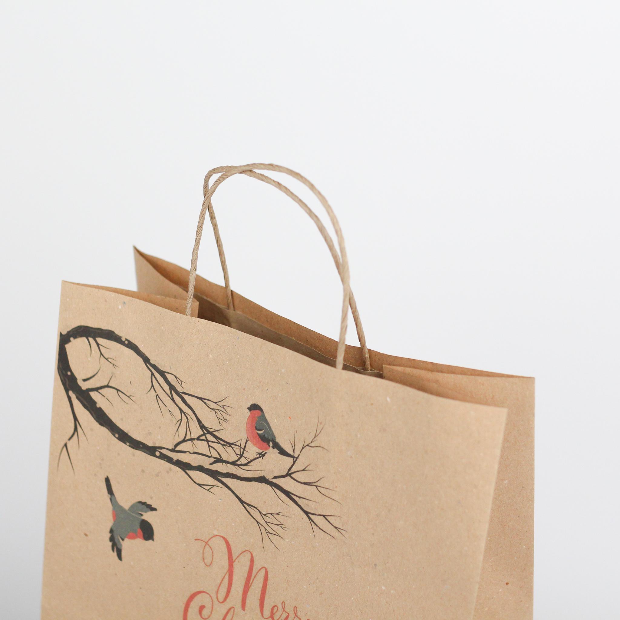 Подарочный пакет новогодний Merry Christmas Снегири на ветви с кручеными ручками 260х150х350 мм 10 шт. - фото 3 Подарочный пакет новогодний Merry Christmas Снегири на ветви с кручеными ручками 260х150х350 мм 10 шт. - фото 3
