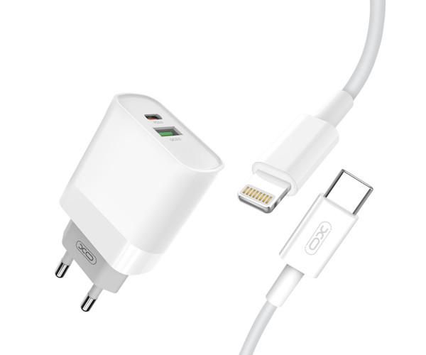 Устройство сетевое зарядное XO L81A USB 3A PD20W EU Type-C-Lightning 1 м White