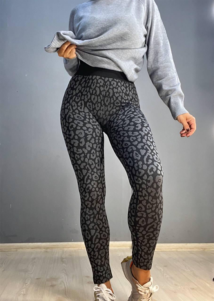 Лосины женские A-N 5372 леопардовый принт утягивающие пушап L Серый (2771)