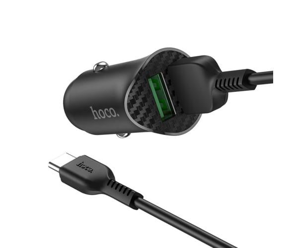 Зарядний пристрій автомобільний Hoco Z39 PD18W/QC3.0 Black