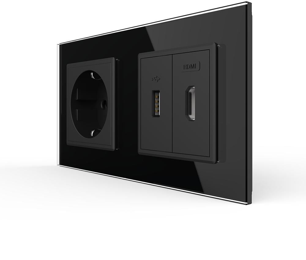 Розетка настінна LIVOLO з USB 10Вт інтернет портом RJ-45/HDMI дизайнерська скляна рамка Чорний (VL-C7FCTC16A/FCUA/FCHD-4BP) Розетка настінна LIVOLO з USB 10Вт інтернет портом RJ-45/HDMI дизайнерська скляна рамка Чорний (VL-C7FCTC16A/FCUA/FCHD-4BP)