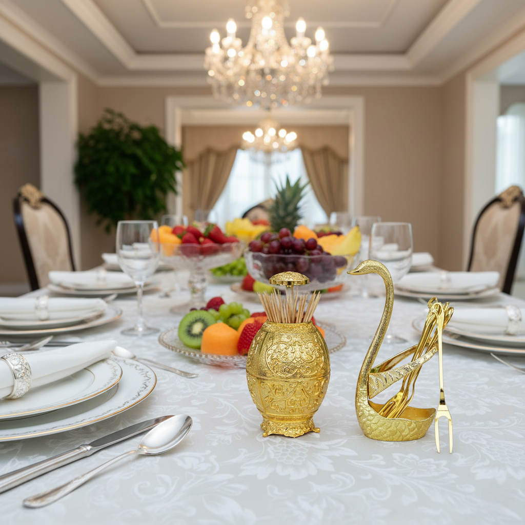 Набор десертных вилок Sakura Swan с подставкой 6 шт. Gold (30357721) - фото 3 Набор десертных вилок Sakura Swan с подставкой 6 шт. Gold (30357721) - фото 3